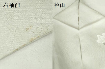 平和屋着物▼訪問着　手描き　草花　正絹　逸品　DABH0558op