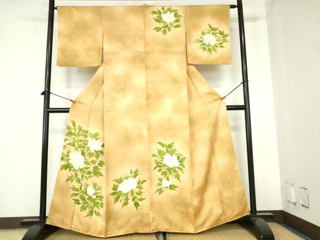平和屋着物▼訪問着　牡丹　ろうけつ染め　暈し染め　正絹　逸品　DABH0561op