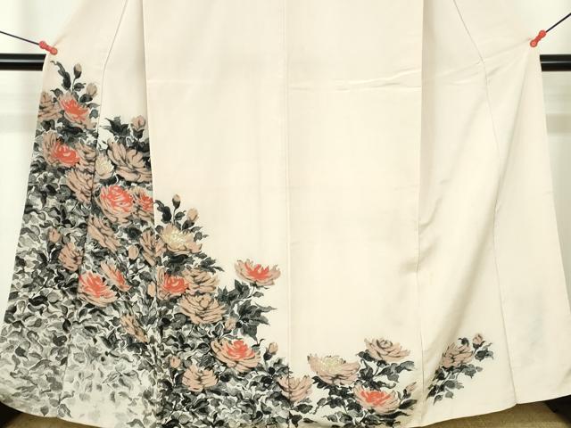 平和屋着物▼訪問着　寿光織　草花　金糸　正絹　逸品　DABH0563op