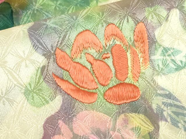 平和屋着物▼訪問着　刺繍　薔薇　バラ　正絹　逸品　DABH0564op