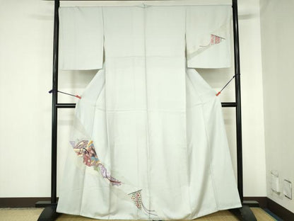 平和屋着物▼訪問着　総刺繍　平安人物花文　正絹　逸品　DABH0566op