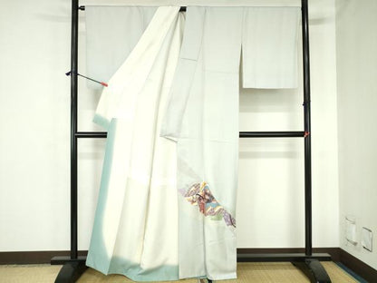 平和屋着物▼訪問着　総刺繍　平安人物花文　正絹　逸品　DABH0566op