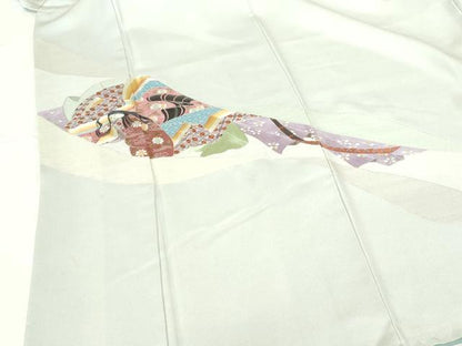 平和屋着物▼訪問着　総刺繍　平安人物花文　正絹　逸品　DABH0566op