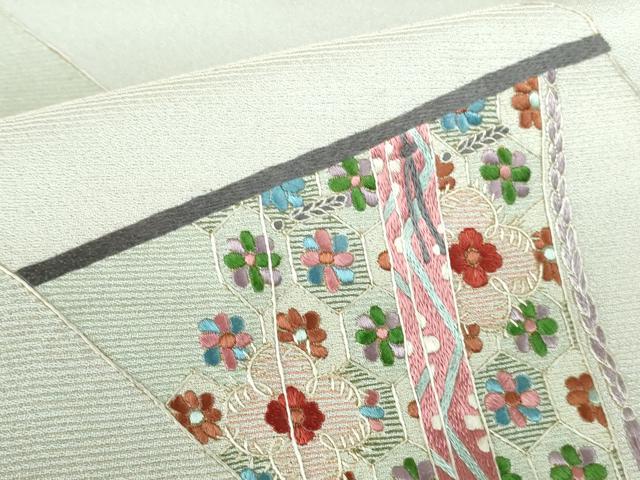 平和屋着物▼訪問着　総刺繍　平安人物花文　正絹　逸品　DABH0566op