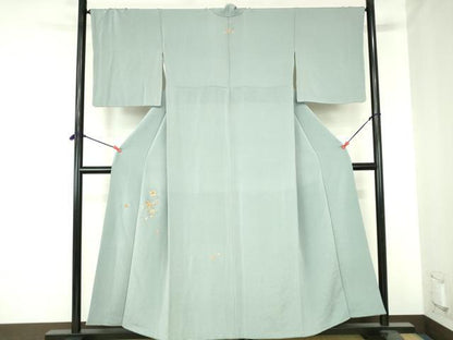 平和屋着物●訪問着　駒刺繍　総刺繍　更紗花文　鬼しぼ縮緬　金糸　正絹　逸品　DABH0569op