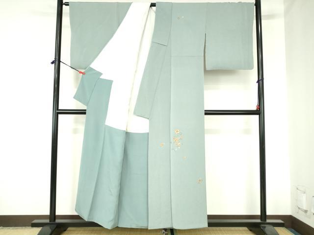 平和屋着物●訪問着　駒刺繍　総刺繍　更紗花文　鬼しぼ縮緬　金糸　正絹　逸品　DABH0569op