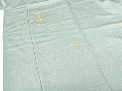 平和屋着物●訪問着　駒刺繍　総刺繍　更紗花文　鬼しぼ縮緬　金糸　正絹　逸品　DABH0569op
