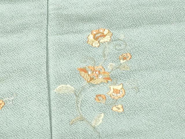 平和屋着物●訪問着　駒刺繍　総刺繍　更紗花文　鬼しぼ縮緬　金糸　正絹　逸品　DABH0569op