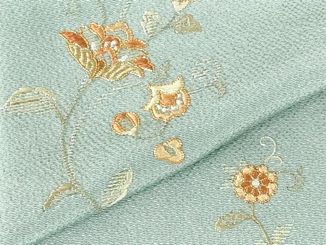 平和屋着物●訪問着　駒刺繍　総刺繍　更紗花文　鬼しぼ縮緬　金糸　正絹　逸品　DABH0569op