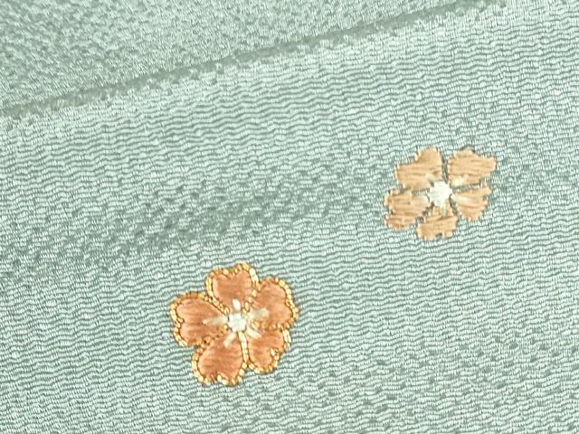 平和屋着物●訪問着　駒刺繍　総刺繍　更紗花文　鬼しぼ縮緬　金糸　正絹　逸品　DABH0569op