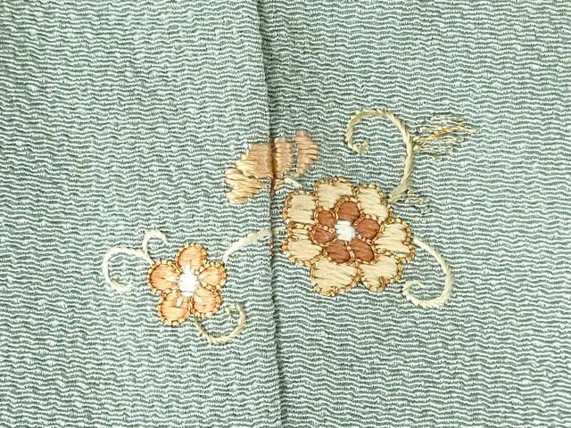 平和屋着物●訪問着　駒刺繍　総刺繍　更紗花文　鬼しぼ縮緬　金糸　正絹　逸品　DABH0569op