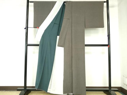 平和屋着物▽上質な小紋　単衣　亀甲花文　正絹　逸品　DABH0571op