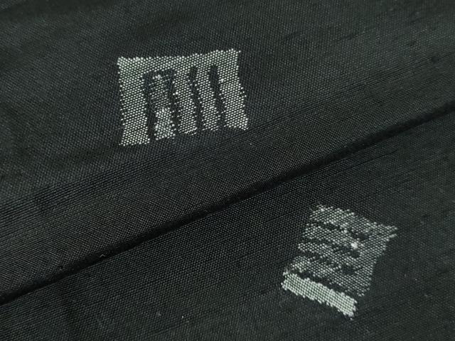 平和屋着物▽上質な紬　単衣　源氏香　黒地　正絹　逸品　DABH0572op