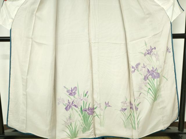 平和屋着物▽訪問着　無双　紗袷　紗×絽　杜若　カキツバタ　正絹　逸品　DABH0574op