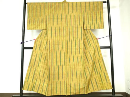 平和屋着物▽上質な紬　単衣　間道　正絹　逸品　DABH0575op