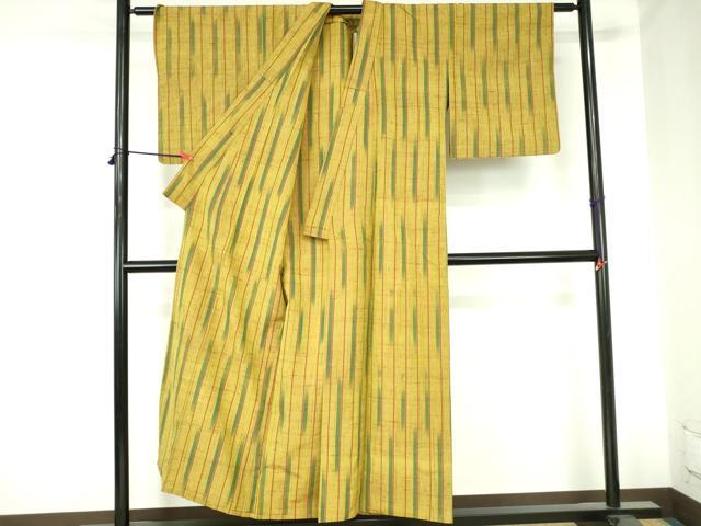 平和屋着物▽上質な紬　単衣　間道　正絹　逸品　DABH0575op
