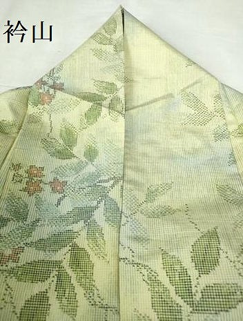 平和屋着物▽上質な紬　単衣　草花　正絹　逸品　DABH0578op