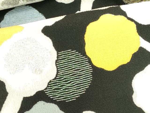 平和屋着物●訪問着　刺繍　枝花　黒地　銀彩　正絹　逸品　DABH0581op