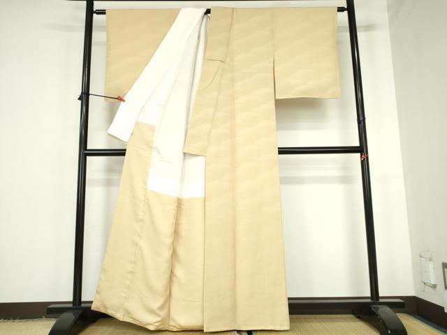 平和屋着物●上質な色無地　流水地紋　蜂蜜色　鈴乃屋扱い　正絹　逸品　DABH0582op