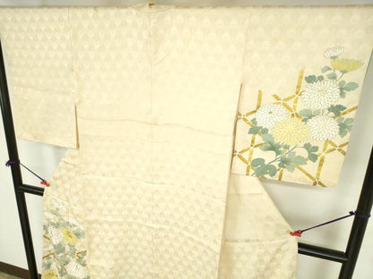 平和屋着物●訪問着　駒刺繍　菊　金彩　正絹　逸品　DABH0583op