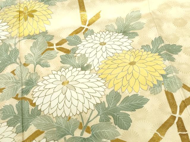 平和屋着物●訪問着　駒刺繍　菊　金彩　正絹　逸品　DABH0583op