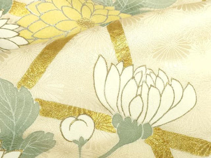 平和屋着物●訪問着　駒刺繍　菊　金彩　正絹　逸品　DABH0583op