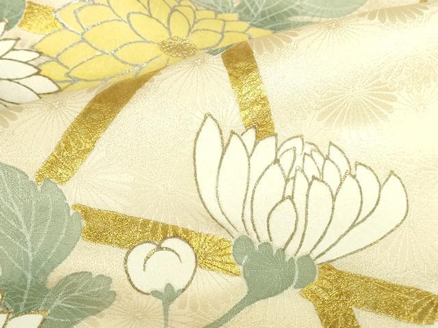 平和屋着物●訪問着　駒刺繍　菊　金彩　正絹　逸品　DABH0583op