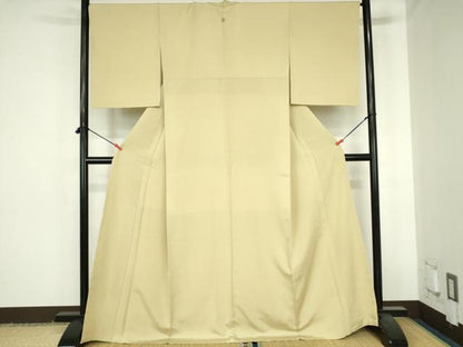 平和屋着物●上質な色無地　蒸栗色　ロング丈　正絹　逸品　DABH0585op
