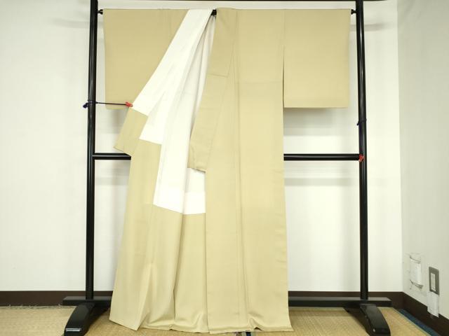 平和屋着物●上質な色無地　蒸栗色　ロング丈　正絹　逸品　DABH0585op