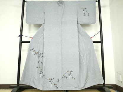 平和屋着物●訪問着　手描き　葡萄蔦の葉　正絹　逸品　DABH0586op