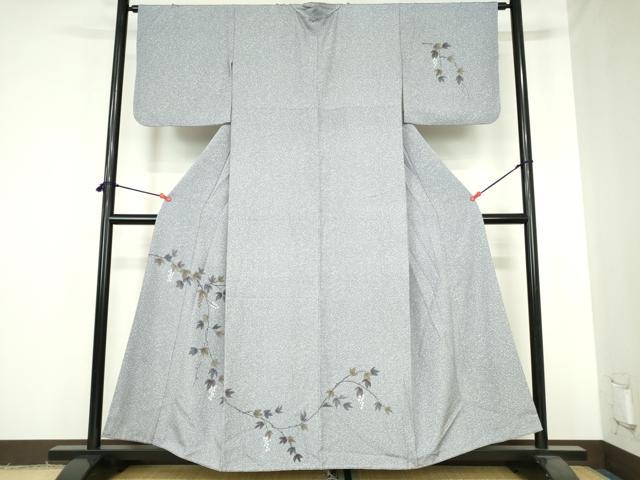 平和屋着物●訪問着　手描き　葡萄蔦の葉　正絹　逸品　DABH0586op