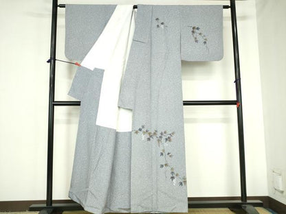 平和屋着物●訪問着　手描き　葡萄蔦の葉　正絹　逸品　DABH0586op