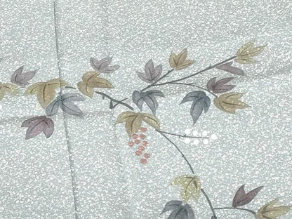 平和屋着物●訪問着　手描き　葡萄蔦の葉　正絹　逸品　DABH0586op