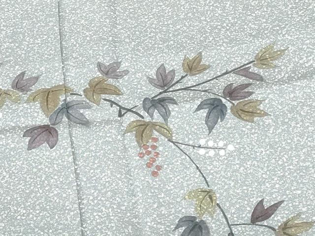 平和屋着物●訪問着　手描き　葡萄蔦の葉　正絹　逸品　DABH0586op