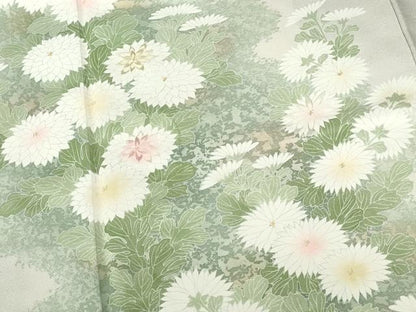 平和屋着物●訪問着　刺繍　菊　暈し染め　金彩　正絹　逸品　DABH0587op