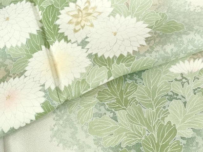 平和屋着物●訪問着　刺繍　菊　暈し染め　金彩　正絹　逸品　DABH0587op