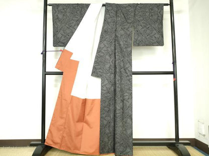 平和屋着物●本場大島紬　7マルキ　笹の葉文　正絹　逸品　DABH0588op