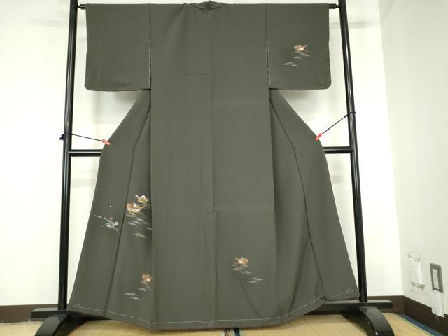 平和屋着物●訪問着　総刺繍　舞桜　花舟文　金糸　正絹　逸品　未使用　DABH0589op