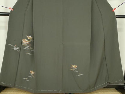 平和屋着物●訪問着　総刺繍　舞桜　花舟文　金糸　正絹　逸品　未使用　DABH0589op