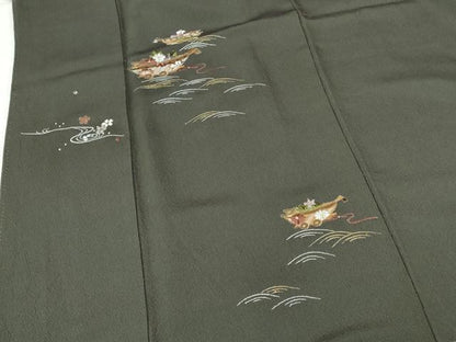 平和屋着物●訪問着　総刺繍　舞桜　花舟文　金糸　正絹　逸品　未使用　DABH0589op