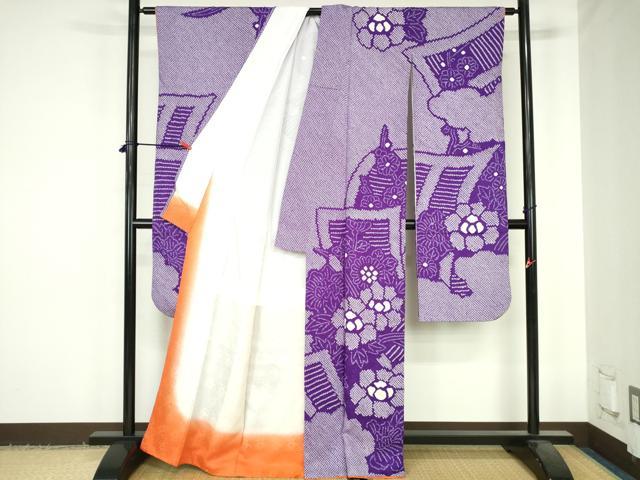 平和屋着物●豪華振袖　総絞り　草花　正絹　逸品　DABH0590op