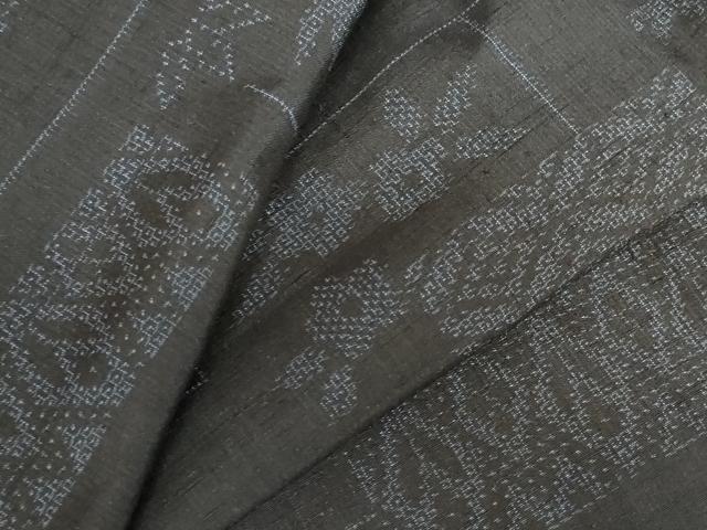 平和屋着物●結城紬　100亀甲　横段吉祥花文　正絹　逸品　DABH0592op