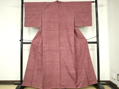 平和屋着物●上質な紬　霞文　蘇芳香色　正絹　逸品　未使用　DABH0593op