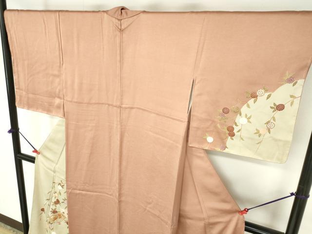 平和屋着物●訪問着　駒刺繍　扇面花文　金彩　正絹　逸品　DABH0601op