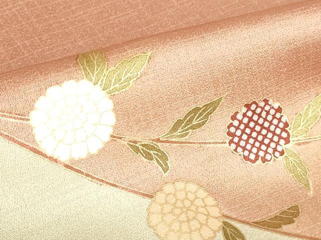 平和屋着物●訪問着　駒刺繍　扇面花文　金彩　正絹　逸品　DABH0601op