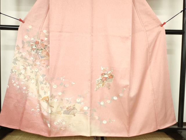 平和屋着物●訪問着　扇面花文　暈し染め　金彩　正絹　逸品　DABH0602op