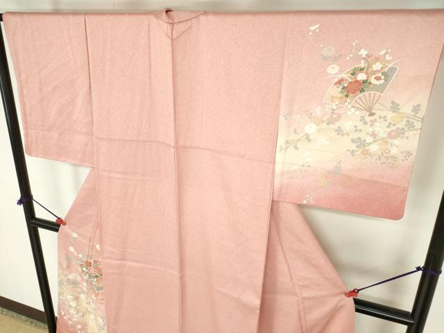 平和屋着物●訪問着　扇面花文　暈し染め　金彩　正絹　逸品　DABH0602op