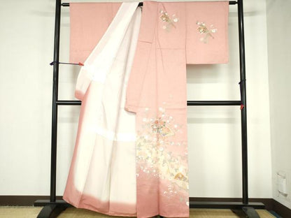 平和屋着物●訪問着　扇面花文　暈し染め　金彩　正絹　逸品　DABH0602op