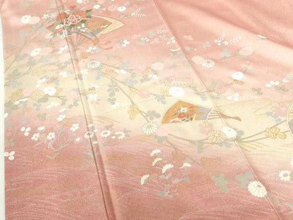平和屋着物●訪問着　扇面花文　暈し染め　金彩　正絹　逸品　DABH0602op