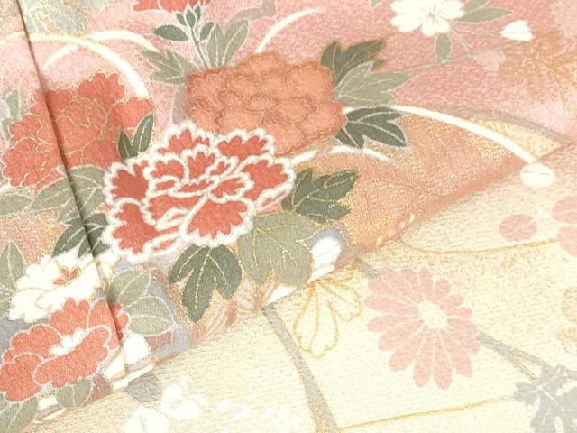 平和屋着物●訪問着　扇面花文　暈し染め　金彩　正絹　逸品　DABH0602op